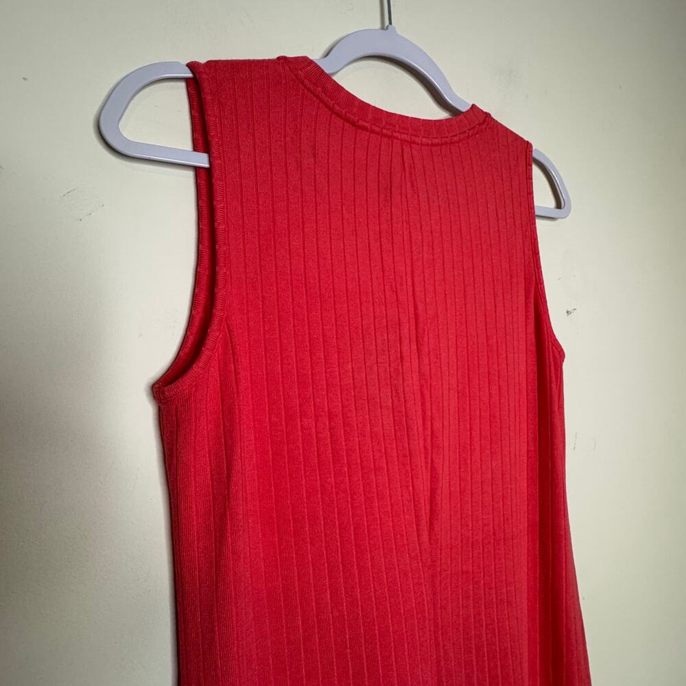 Market & Spruce Crewneck Sleeveless Ribbed Tank Dress Medium Petite Coral NWT - Picture 6 of 8